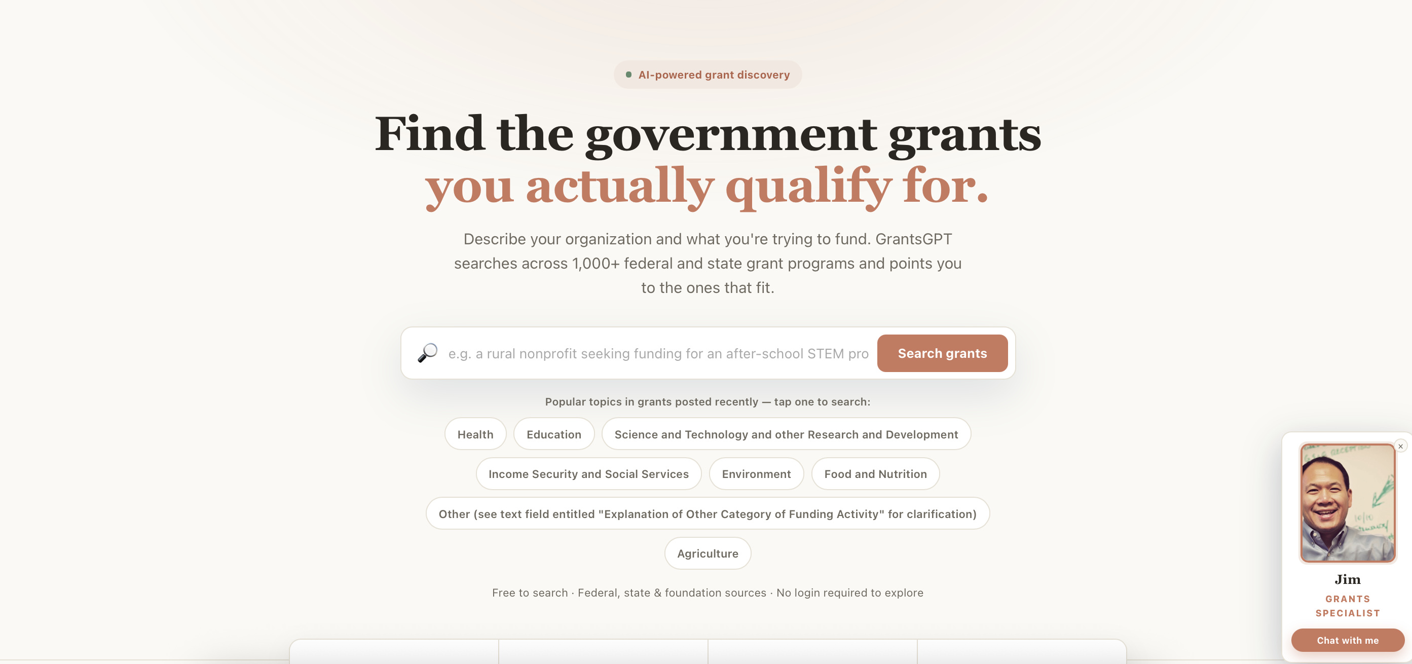 GrantsGPT website preview